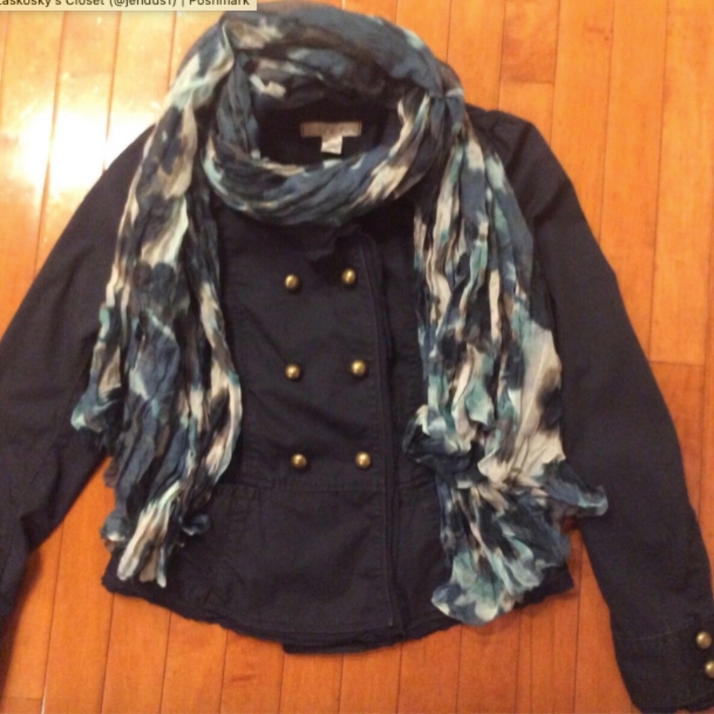 LOFT Women’s military jacket Navy Blue sz 4 Scarf